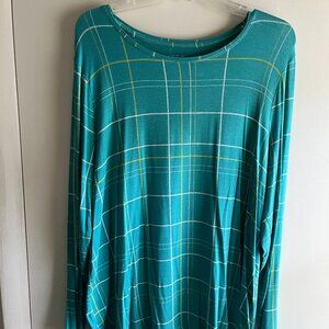 Apt. 9 Green Plaid Long Sleeve Top